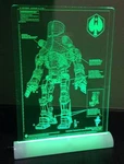 Pacific Rim Cherno Alpha Blueprint Laser Engrave Acrylic Frame Green Led Stand. Fixed Price $160.00.