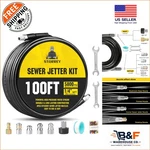 Complete Sewer Jetter Kit - 100FT Hose And Multiple Nozzles For 5800 Psi Clogs. Fixed Price $97.64.