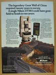1986 Nikon DTM-1 Total Station Surveying Great Wall Of China Photo Print Ad. Fixed Price $8.29.