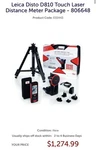 Leica Disto Touch Laser Distance Meter Pro Kit 806648, D810, FTA360, TRI70. Fixed Price $1099.00.