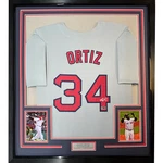 Framed Facsimile Autographed David Ortiz 33X42 Grey Reprint Laser Jersey. Fixed Price $374.99.