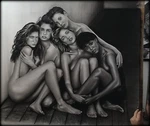 Naomi Campbell And ...- Big Portrait Graphite Charcoal Cm. 110 X 100. Fixed Price $2700.00.