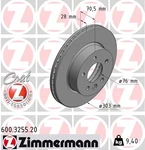 Zimmermann 600.3255.20 Brake Disc For Man, Vw. Fixed Price $98.09.
