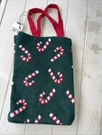 North Pole South Candy Cane Knit Tote Bag Green Red Handles Divider Inside. Fixed Price $24.00.